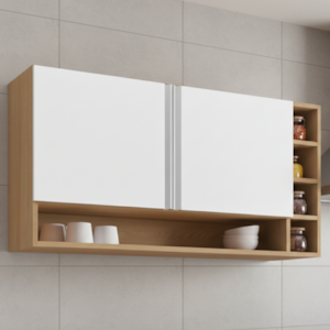 Armario Aereo 2 Portas 105 cm Vanessa Amendoa Branco REAJL Moveis