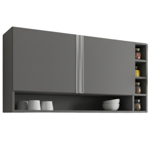 Armario Aereo 2 Portas 105 cm Vanessa Cinza REAJL Moveis