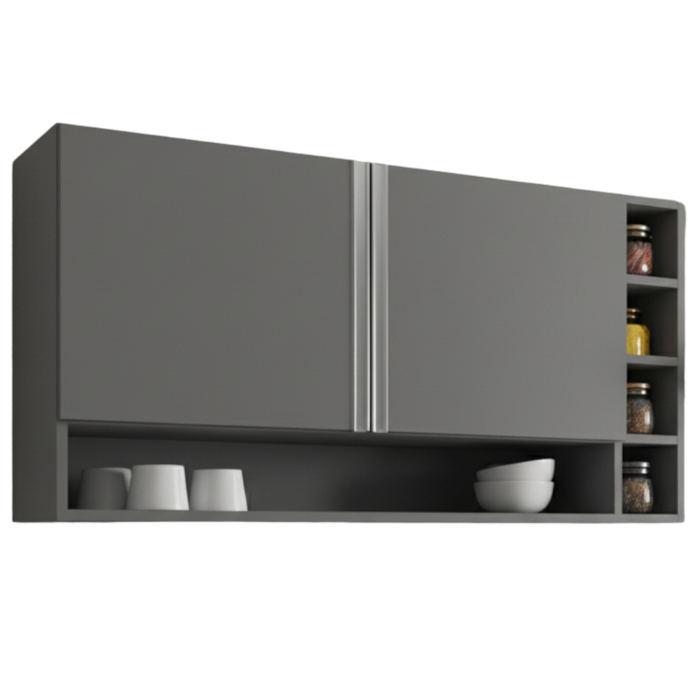 Armario Aereo 2 Portas 105 cm Vanessa Cinza REAJL Moveis