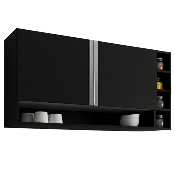 Armario Aereo 2 Portas 105 cm Vanessa Preto REAJL Moveis