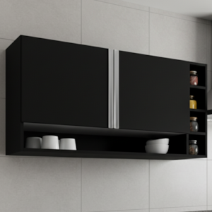 Armario Aereo 2 Portas 105 cm Vanessa Preto REAJL Moveis