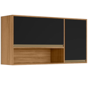 Armario Aereo 2 Portas 119cm 1950 Nature Preto Fosco PLLA