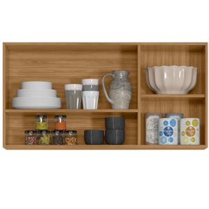 Armario Aereo 2 Portas 119cm 1950 Nature Preto Fosco PLLA