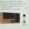 Armario Aereo 2 Portas 119cm 1950 Nature Preto Fosco PLLA