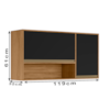 Armario Aereo 2 Portas 119cm 1950 Nature Preto Fosco PLLA