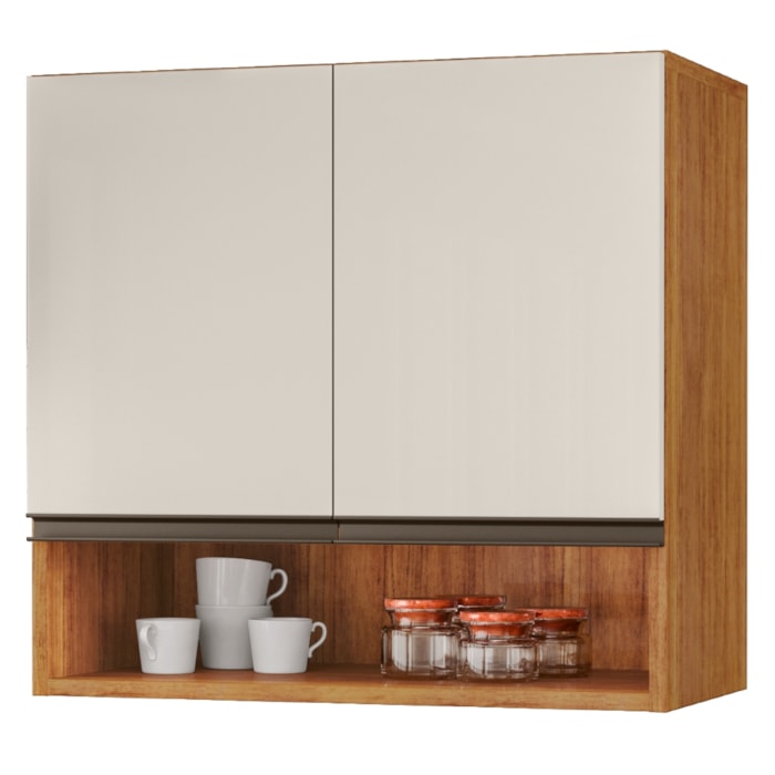 Armario Aereo 2 Portas 60 cm Islandia Cedro Areia RUDK