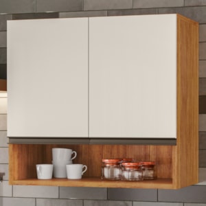 Armario Aereo 2 Portas 60 cm Islandia Cedro Areia RUDK