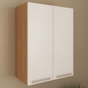 Armario Aereo 2 Portas 60 cm MDP CZ3141 Freijo Branco Tecno Mobili