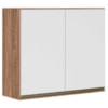 Armario Aereo 2 Portas 60CM Em MDF Kali Premium 12205x6 Carvalho Rust Branco Nicioli