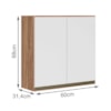 Armario Aereo 2 Portas 60CM Em MDF Kali Premium 12205x6 Carvalho Rust Branco Nicioli