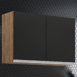 Armario Aereo 2 Portas 80 cm BP Isis Freijo Preto Eratto Moveis