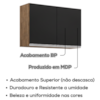 Armario Aereo 2 Portas 80 cm BP Isis Freijo Preto Eratto Moveis