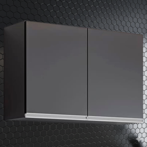 Armario Aereo 2 Portas 80 cm BP Isis Preto Eratto Moveis