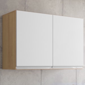 Armario Aereo 2 Portas 80cm Andreia Amendoa Branco REAJL Moveis