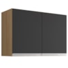Armario Aereo 2 Portas 80cm Andreia Amendoa Preto REAJL Moveis