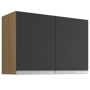 Armario Aereo 2 Portas 80cm Andreia Amendoa Preto REAJL Moveis Armario Aereo 2 Portas 80cm Andreia Amendoa Preto REAJL Moveis