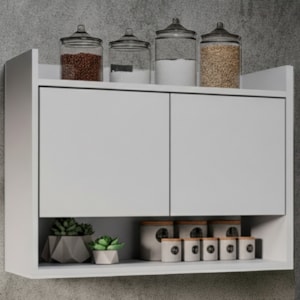 Armario Aereo 2 Portas BP Cecilia 71 cm Branco Eratto Moveis