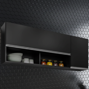 Armario Aereo 2 Portas BP Maya 150 cm Preto Eratto Moveis