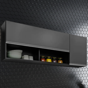 Armario Aereo 2 Portas BP Maya 150 cm Preto Grafite Eratto Moveis