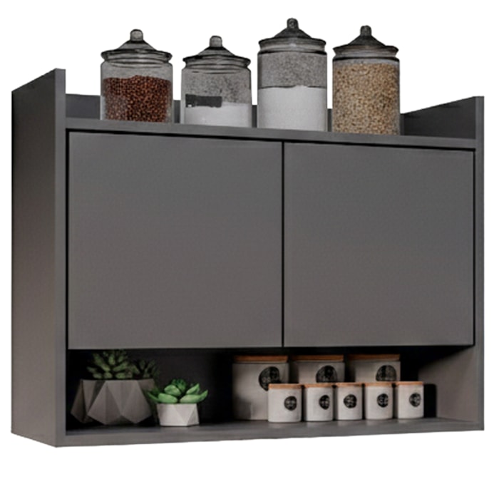 Armario Aereo 2 Portas Cecilia BP 71 cm Grafite Eratto Moveis