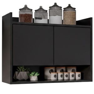 Armario Aereo 2 Portas Cecilia BP 71 cm Preto Eratto Moveis