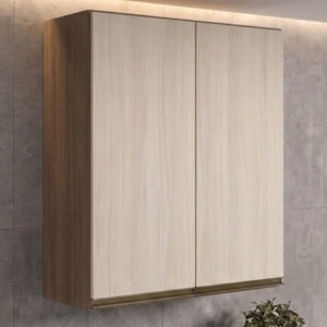 Armario Aereo 2 Portas MDF 80X90 cm Kali 119846 Carvalho TOQ Bianco Nicioli