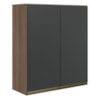 Armario Aereo 2 Portas MDF 80X90 cm Kali 119846 Carvalho TOQ Chumbo Nicioli