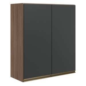 Armario Aereo 2 Portas MDF 80X90 cm Kali 119846 Carvalho TOQ Chumbo Nicioli