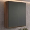 Armario Aereo 2 Portas MDF 80X90 cm Kali 119846 Carvalho TOQ Chumbo Nicioli