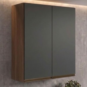 Armario Aereo 2 Portas MDF 80X90 cm Kali 119846 Carvalho TOQ Chumbo Nicioli