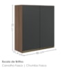 Armario Aereo 2 Portas MDF 80X90 cm Kali 119846 Carvalho TOQ Chumbo Nicioli