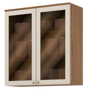 Armario Aereo 2 Portas Vidro 80 cm Requinte C647 Nature Areia Henn