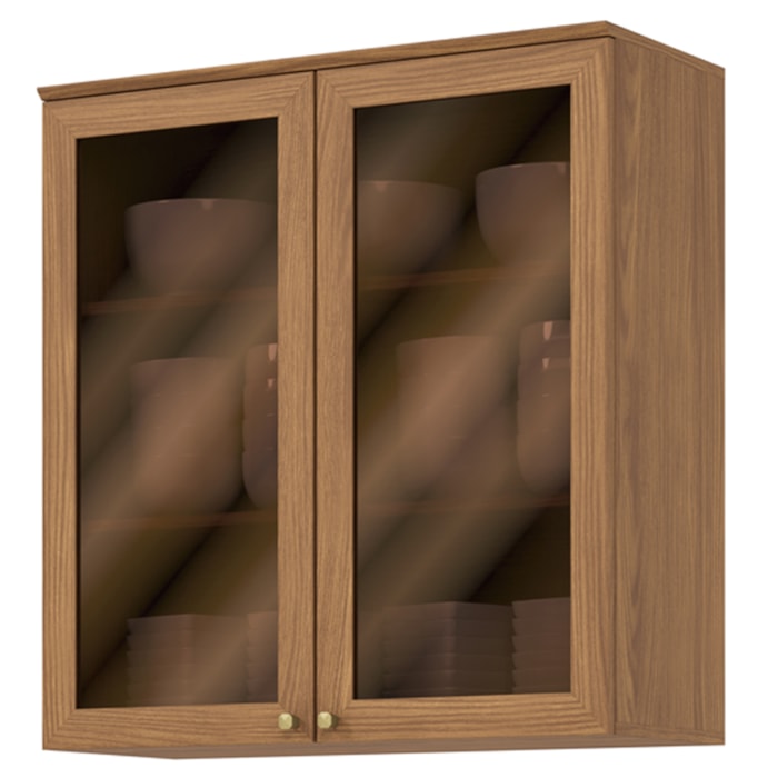 Armario Aereo 2 Portas Vidro 80 cm Requinte C647 Nature Henn