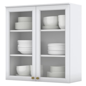 Armario Aereo 2 Portas Vidro MDF 80 cm Americana C366 Branco Henn Armario Aereo 2 Portas Vidro MDF 80 cm Americana C366 Branco Henn