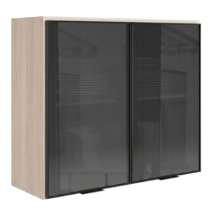 Armario Aereo 2 Portas Vidro MDF 80 cm Kali 122118 Bianco TOQ Nicioli