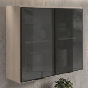 Armario Aereo 2 Portas Vidro MDF 80 cm Kali 122118 Bianco TOQ Nicioli