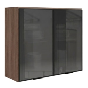 Armario Aereo 2 Portas Vidro MDF 80 cm Kali 122118 Carvalho TOQ Nicioli