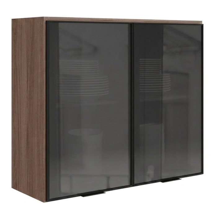Armario Aereo 2 Portas Vidro MDF 80 cm Kali 122118 Carvalho TOQ Nicioli