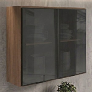 Armario Aereo 2 Portas Vidro MDF 80 cm Kali 122118 Carvalho TOQ Nicioli