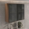 Armario Aereo 2 Portas Vidro MDF 80 cm Kali 122118 Carvalho TOQ Nicioli