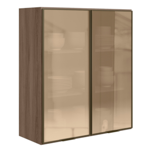 Armario Aereo 2 Portas Vidro MDF 80X90 cm Kali 1198462 Carvalho TOQ Nicioli