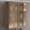 Armario Aereo 2 Portas Vidro MDF 80X90 cm Kali 1198462 Carvalho TOQ Nicioli