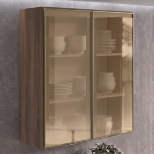 Armario Aereo 2 Portas Vidro MDF 80X90 cm Kali 1198462 Carvalho TOQ Nicioli