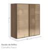 Armario Aereo 2 Portas Vidro MDF 80X90 cm Kali 1198462 Carvalho TOQ Nicioli