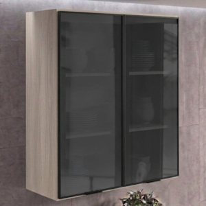 Armario Aereo 2 Portas Vidro MDF 80X90 cm Kali 119848 Bianco TOQ Nicioli