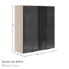 Armario Aereo 2 Portas Vidro MDF 80X90 cm Kali 119848 Bianco TOQ Nicioli