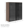 Armario Aereo 2 Portas Vidro MDF 80X90 cm Kali 119848 Carvalho TOQ Nicioli
