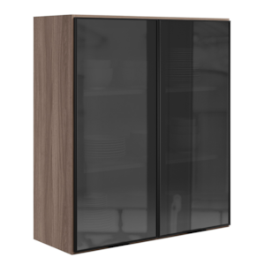 Armario Aereo 2 Portas Vidro MDF 80X90 cm Kali 119848 Carvalho TOQ Nicioli