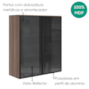Armario Aereo 2 Portas Vidro MDF 80X90 cm Kali 119848 Carvalho TOQ Nicioli