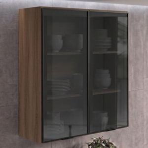 Armario Aereo 2 Portas Vidro MDF 80X90 cm Kali 119848 Carvalho TOQ Nicioli